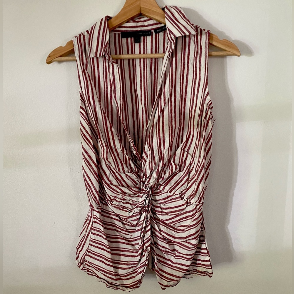NWOT Harve Benard Washable Linen Striped Twist Tank